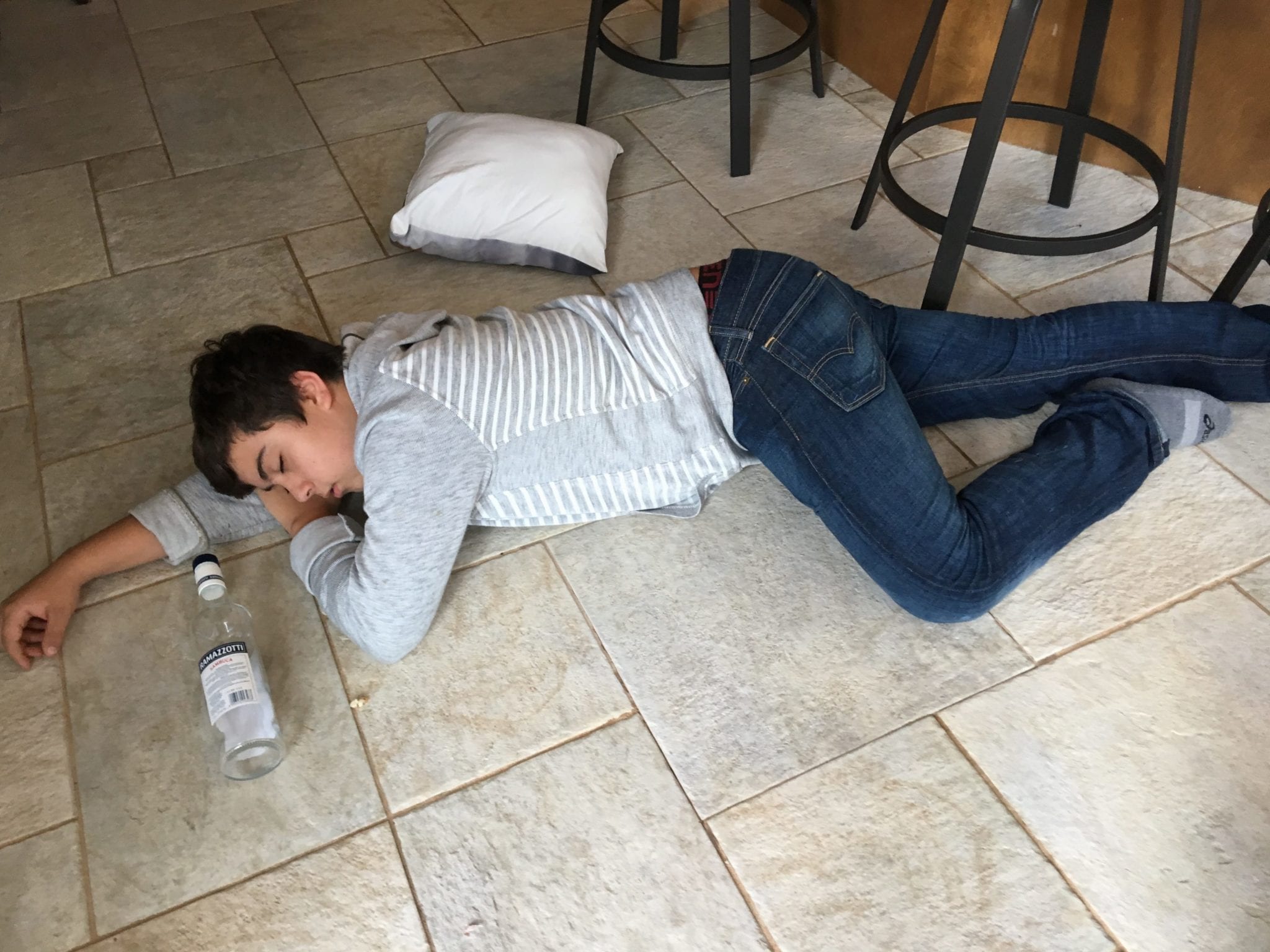 Recovery position allows vomit to drain
