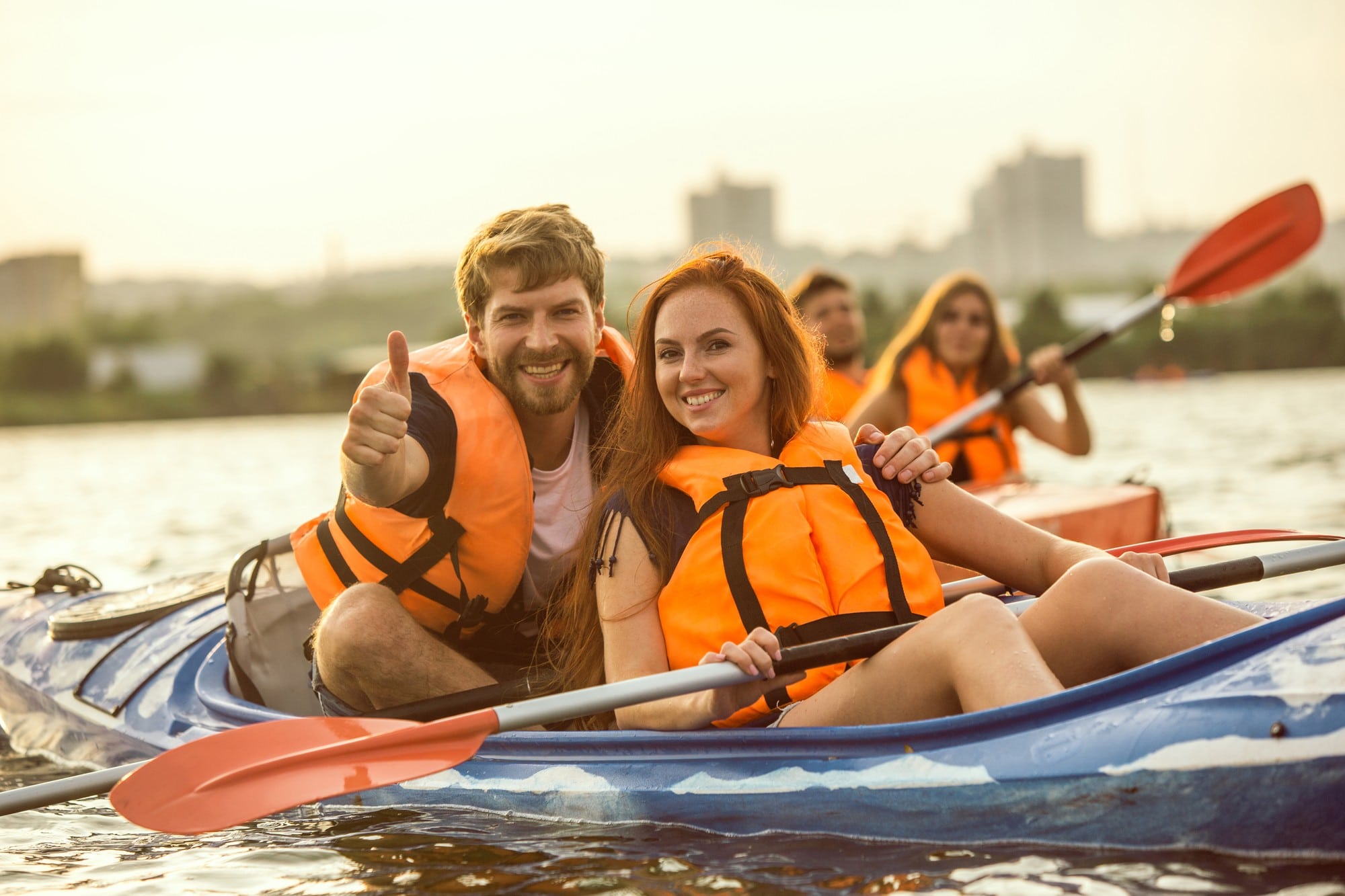 A Couple enjoying their date on a kayak